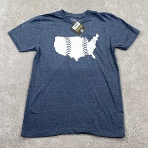 BASEBALISM Men's USA Map Baseball Graphic T-Shirt Navy Blue Size Small